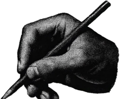Sticker de uma mão desenhando com lápis